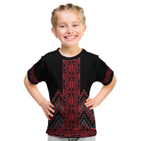Red Aotearoa Mangopare Kowhaiwhai and Niho Taniwha Kid T Shirt Maori New Zealand