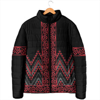 Red Aotearoa Mangopare Kowhaiwhai Niho Taniwha Padded Jacket Maori New Zealand - Polynesian Pride