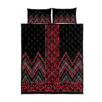 Red Aotearoa Mangopare Kowhaiwhai and Niho Taniwha Quilt Bed Set Maori New Zealand