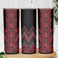 Red Aotearoa Mangopare Kowhaiwhai and Niho Taniwha Skinny Tumbler Maori New Zealand