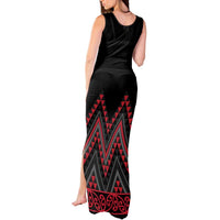 Red Aotearoa Mangopare Kowhaiwhai and Niho Taniwha Tank Maxi Dress Maori New Zealand