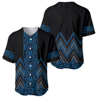 Blue Aotearoa Mangopare Kowhaiwhai and Niho Taniwha Baseball Jersey Maori New Zealand