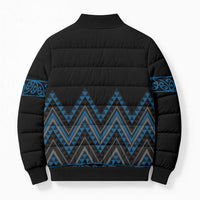 Blue Aotearoa Mangopare Kowhaiwhai Niho Taniwha Bomber Puffer Jacket Maori New Zealand - Polynesian Pride