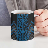 Blue Aotearoa Mangopare Kowhaiwhai Niho Taniwha Ceramic Mug Maori New Zealand - Polynesian Pride