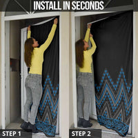 Blue Aotearoa Mangopare Kowhaiwhai Niho Taniwha Door Cover Maori New Zealand - Polynesian Pride