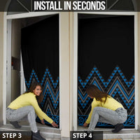 Blue Aotearoa Mangopare Kowhaiwhai Niho Taniwha Door Cover Maori New Zealand - Polynesian Pride