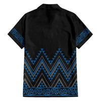 Blue Aotearoa Mangopare Kowhaiwhai and Niho Taniwha Family Matching Long Sleeve Bodycon Dress and Hawaiian Shirt Maori New Zealand