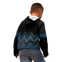 Blue Aotearoa Mangopare Kowhaiwhai and Niho Taniwha Kid Hoodie Maori New Zealand