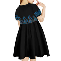 Blue Aotearoa Mangopare Kowhaiwhai and Niho Taniwha Kid Short Sleeve Dress Maori New Zealand