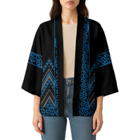 Blue Aotearoa Mangopare Kowhaiwhai Niho Taniwha Kimono Maori New Zealand - Polynesian Pride