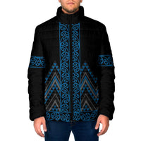 Blue Aotearoa Mangopare Kowhaiwhai Niho Taniwha Padded Jacket Maori New Zealand - Polynesian Pride