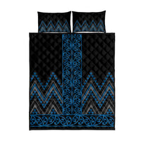 Blue Aotearoa Mangopare Kowhaiwhai and Niho Taniwha Quilt Bed Set Maori New Zealand