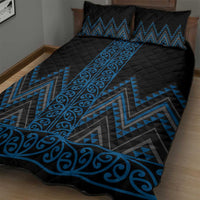 Blue Aotearoa Mangopare Kowhaiwhai and Niho Taniwha Quilt Bed Set Maori New Zealand