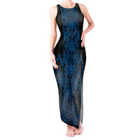 Blue Aotearoa Mangopare Kowhaiwhai and Niho Taniwha Tank Maxi Dress Maori New Zealand