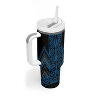 Blue Aotearoa Mangopare Kowhaiwhai and Niho Taniwha Tumbler With Handle Maori New Zealand