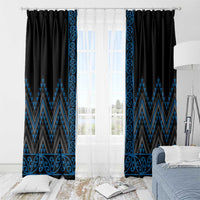 Blue Aotearoa Mangopare Kowhaiwhai and Niho Taniwha Window Curtain Maori New Zealand