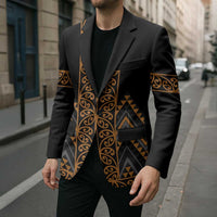 Gold Aotearoa Mangopare Kowhaiwhai Niho Taniwha Blazer Maori New Zealand - Polynesian Pride