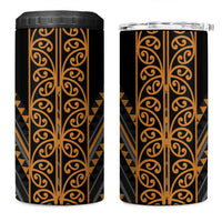 Gold Aotearoa Mangopare Kowhaiwhai and Niho Taniwha 4 in 1 Can Cooler Tumbler Maori New Zealand