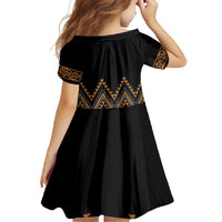Gold Aotearoa Mangopare Kowhaiwhai and Niho Taniwha Family Matching Short Sleeve Bodycon Dress and Hawaiian Shirt Maori New Zealand