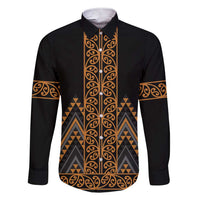 Gold Aotearoa Mangopare Kowhaiwhai and Niho Taniwha Family Matching Short Sleeve Bodycon Dress and Hawaiian Shirt Maori New Zealand