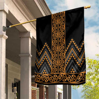 Gold Aotearoa Mangopare Kowhaiwhai and Niho Taniwha Garden Flag Maori New Zealand