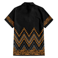 Gold Aotearoa Mangopare Kowhaiwhai and Niho Taniwha Hawaiian Shirt Maori New Zealand
