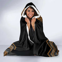 Gold Aotearoa Mangopare Kowhaiwhai and Niho Taniwha Hooded Blanket Maori New Zealand