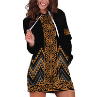 Gold Aotearoa Mangopare Kowhaiwhai and Niho Taniwha Hoodie Dress Maori New Zealand