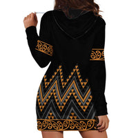 Gold Aotearoa Mangopare Kowhaiwhai and Niho Taniwha Hoodie Dress Maori New Zealand