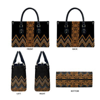 Gold Aotearoa Mangopare Kowhaiwhai Niho Taniwha Leather Bag Maori New Zealand - Polynesian Pride