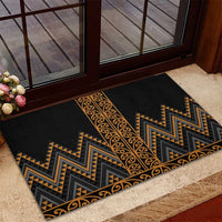 Gold Aotearoa Mangopare Kowhaiwhai and Niho Taniwha Rubber Doormat Maori New Zealand