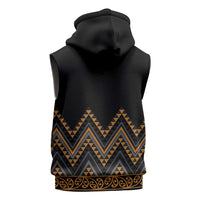 Gold Aotearoa Mangopare Kowhaiwhai Niho Taniwha Sleeveless Zip Hoodie Maori New Zealand - Polynesian Pride