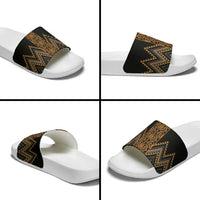 Gold Aotearoa Mangopare Kowhaiwhai Niho Taniwha Slide Sandals Maori New Zealand - Polynesian Pride