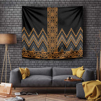 Gold Aotearoa Mangopare Kowhaiwhai and Niho Taniwha Tapestry Maori New Zealand