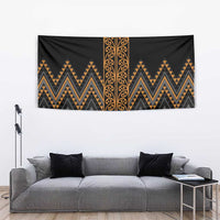 Gold Aotearoa Mangopare Kowhaiwhai and Niho Taniwha Tapestry Maori New Zealand