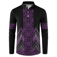 Purple Aotearoa Mangopare Kowhaiwhai and Niho Taniwha Button Sweatshirt Maori New Zealand