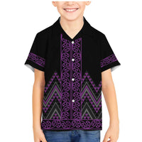 Purple Aotearoa Mangopare Kowhaiwhai and Niho Taniwha Family Matching Mermaid Dress and Hawaiian Shirt Maori New Zealand