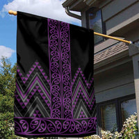 Purple Aotearoa Mangopare Kowhaiwhai and Niho Taniwha Garden Flag Maori New Zealand