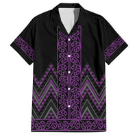 Purple Aotearoa Mangopare Kowhaiwhai and Niho Taniwha Hawaiian Shirt Maori New Zealand