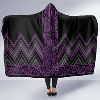 Purple Aotearoa Mangopare Kowhaiwhai and Niho Taniwha Hooded Blanket Maori New Zealand