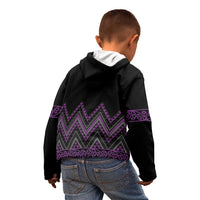 Purple Aotearoa Mangopare Kowhaiwhai and Niho Taniwha Kid Hoodie Maori New Zealand
