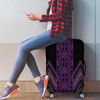 Purple Aotearoa Mangopare Kowhaiwhai and Niho Taniwha Luggage Cover Maori New Zealand