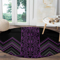 Purple Aotearoa Mangopare Kowhaiwhai and Niho Taniwha Round Carpet Maori New Zealand
