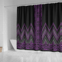 Purple Aotearoa Mangopare Kowhaiwhai and Niho Taniwha Shower Curtain Maori New Zealand