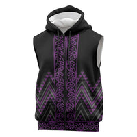 Purple Aotearoa Mangopare Kowhaiwhai Niho Taniwha Sleeveless Zip Hoodie Maori New Zealand - Polynesian Pride