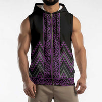 Purple Aotearoa Mangopare Kowhaiwhai Niho Taniwha Sleeveless Zip Hoodie Maori New Zealand - Polynesian Pride