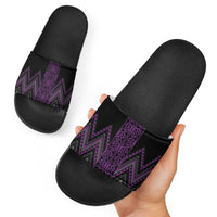 Purple Aotearoa Mangopare Kowhaiwhai Niho Taniwha Slide Sandals Maori New Zealand - Polynesian Pride
