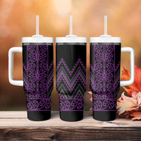 Purple Aotearoa Mangopare Kowhaiwhai and Niho Taniwha Tumbler With Handle Maori New Zealand