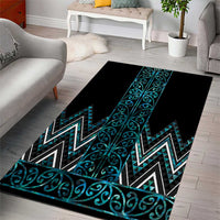 Paua Shell Aotearoa Mangopare Kowhaiwhai and Niho Taniwha Area Rug Maori New Zealand