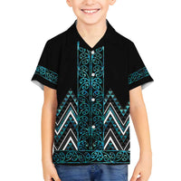 Paua Shell Aotearoa Mangopare Kowhaiwhai and Niho Taniwha Family Matching Long Sleeve Bodycon Dress and Hawaiian Shirt Maori New Zealand